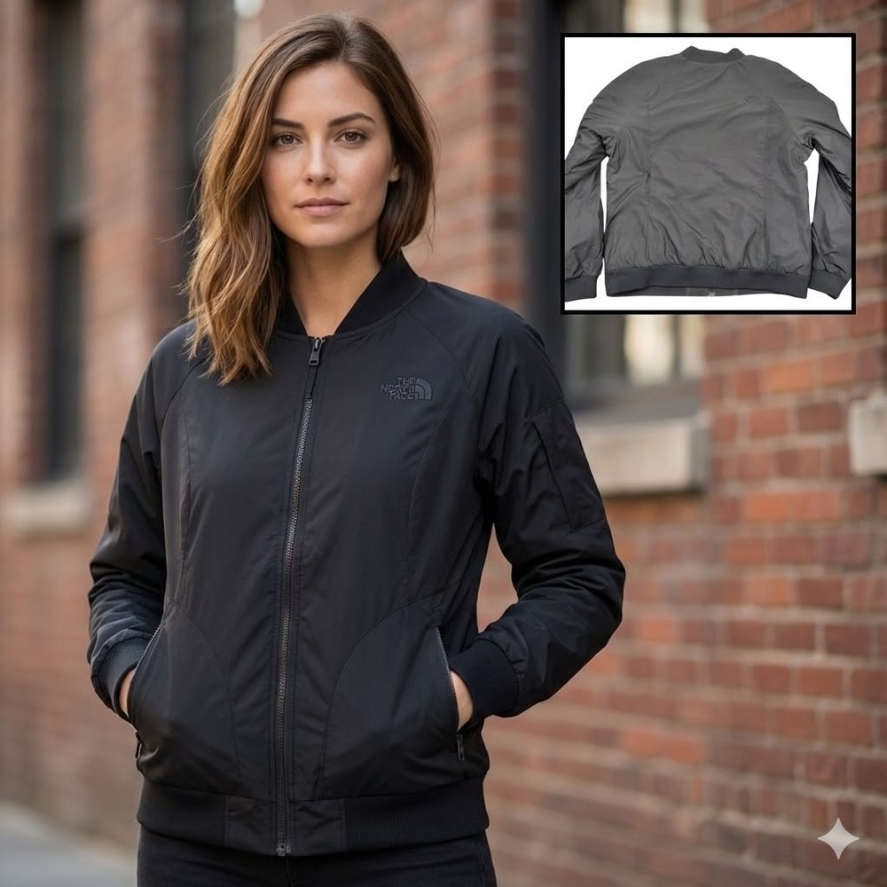 The North Face Womens L Black NF00CG1L Insulated Bomber Flight Jacket Size Large